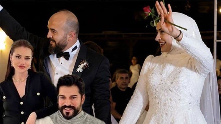Burçun Özçivit ve Hasan Sağdıç düğün töreninde el ele